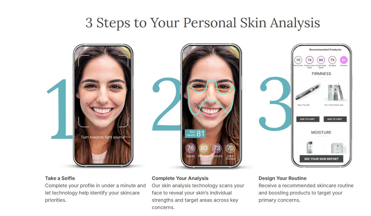 Claim your FREE Intelli-Skin Facial Scan Analysis delivering analysis within seconds and personalized recommendations based on your skin's needs